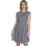 Blue Black Snake Pattern Cap Sleeve High Waist Dress