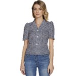 Blue Black Snake Pattern Puffed Short Sleeve Button Up Jacket