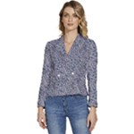 Blue Black Snake Pattern Women s Long Sleeve Revers Collar Cropped Jacket