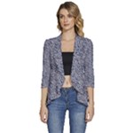 Blue Black Snake Pattern Women s 3/4 Sleeve Ruffle Edge Open Front Jacket