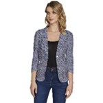 Blue Black Snake Pattern Women s One-Button 3/4 Sleeve Short Jacket