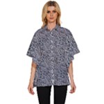 Blue Black Snake Pattern Women s Batwing Button Up Shirt