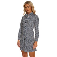 Women s Long Sleeve Bow Deco Button Up Dress 