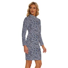 Long Sleeve Shirt Collar Bodycon Dress 