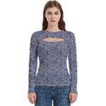 Blue Black Snake Pattern Women s Cut Out Long Sleeve T-Shirt