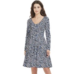 Long Sleeve V-neck skater dress with Pockets 
