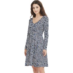 Long Sleeve V-neck skater dress with Pockets 