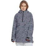 Blue Black Snake Pattern Women s Pullover Zip Ski and Snowboard Waterproof Breathable Jacket