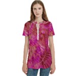 Tondo Women s Zip Front V-Neck Short Sleeve Casual Top Pocket Shirt