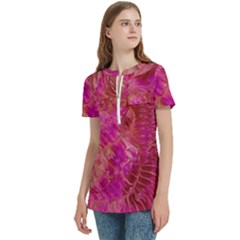 Women s Zip Front V-Neck Short Sleeve Casual Top Pocket Shirt 