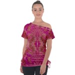 Tondo symmetry Off Shoulder Tie-Up T-Shirt