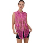 Tondo symmetry Sleeveless Chiffon Button Shirt