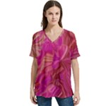  Tondo Wave I V-Neck Split Shoulder Casual T-Shirt