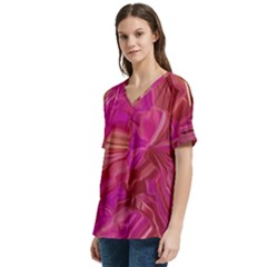V-Neck Split Shoulder Casual T-Shirt 