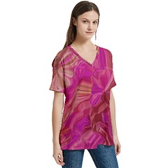 V-Neck Split Shoulder Casual T-Shirt 