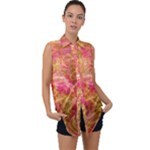 Acid green blend Sleeveless Chiffon Button Shirt