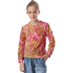 Acid green blend Kids  Long Sleeve T-Shirt with Frill 