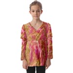 Acid green blend Kids  V Neck Casual Top