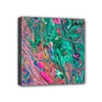 Green Pour Mini Canvas 4  x 4  (Stretched)