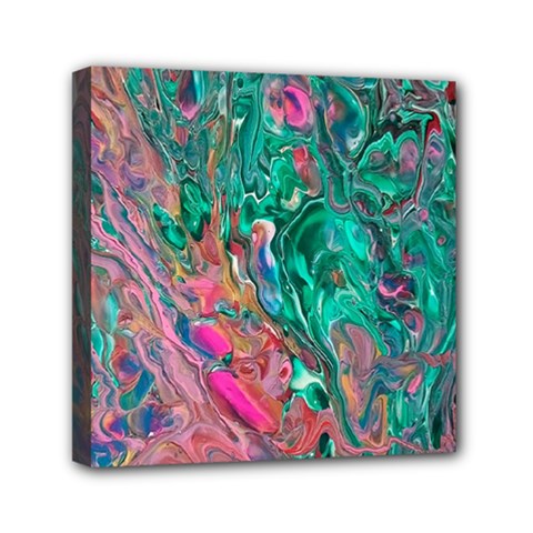 Green Pour Mini Canvas 6  x 6  (Stretched) from ArtsNow.com