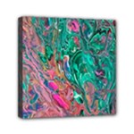 Green Pour Mini Canvas 6  x 6  (Stretched)