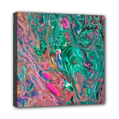 Green Pour Mini Canvas 8  x 8  (Stretched) from ArtsNow.com