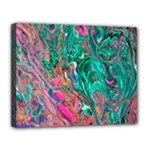 Green Pour Canvas 14  x 11  (Stretched)