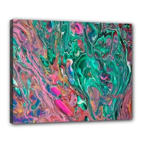 Green Pour Canvas 20  x 16  (Stretched) from ArtsNow.com