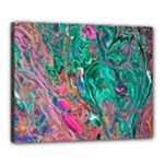 Green Pour Canvas 20  x 16  (Stretched)