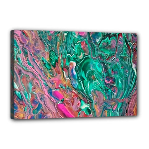 Green Pour Canvas 18  x 12  (Stretched) from ArtsNow.com