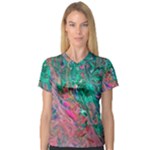 Green Pour V-Neck Sport Mesh T-Shirt