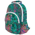 Green Pour Rounded Multi Pocket Backpack
