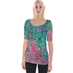 Green Pour Wide Neckline T-Shirt