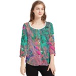 Green Pour Chiffon Quarter Sleeve Blouse