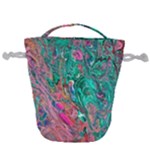 Green Pour Drawstring Bucket Bag