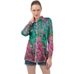 Green Pour Long Sleeve Satin Shirt