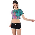 Green Pour Tie Back Short Sleeve Crop T-Shirt