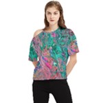 Green Pour One Shoulder Cut Out T-Shirt