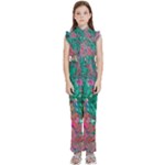 Green Pour Kids  Sleeveless Ruffle Edge Band Collar Chiffon One Piece