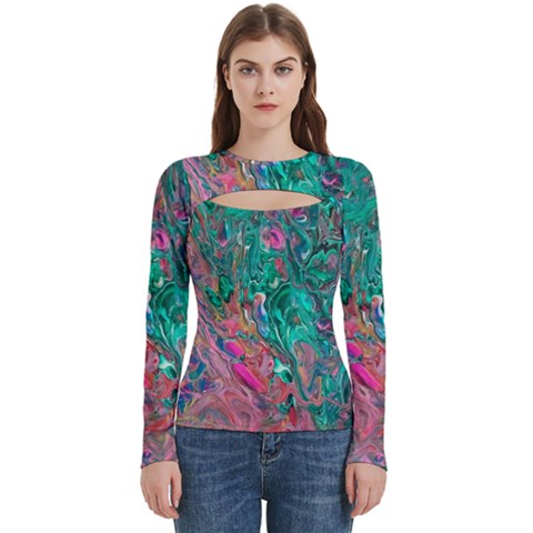 Green Pour Women s Cut Out Long Sleeve T