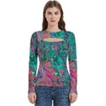 Green Pour Women s Cut Out Long Sleeve T-Shirt