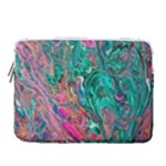 Green Pour 14  Vertical Laptop Sleeve Case With Pocket