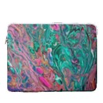 Green Pour 15  Vertical Laptop Sleeve Case With Pocket