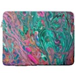 Green Pour 17  Vertical Laptop Sleeve Case With Pocket
