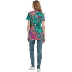 Women s Zip Front V-Neck Short Sleeve Casual Top Pocket Shirt 