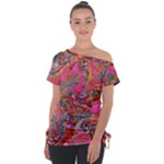 Collage  Off Shoulder Tie-Up T-Shirt