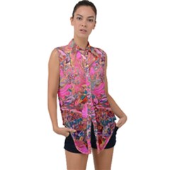 Sleeveless Chiffon Button Shirt 