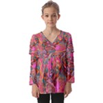 Collage  Kids  V Neck Casual Top