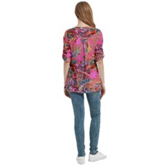 Women s Zip Front V-Neck 3/4 Sleeve Casual Top Pocket Shirt 