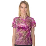 Pink blend V-Neck Sport Mesh T-Shirt